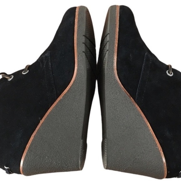 Sperry Top Sider Harlow Black Suede Lace Up Wedge Booties - Sz 7 - Picture 8 of 14